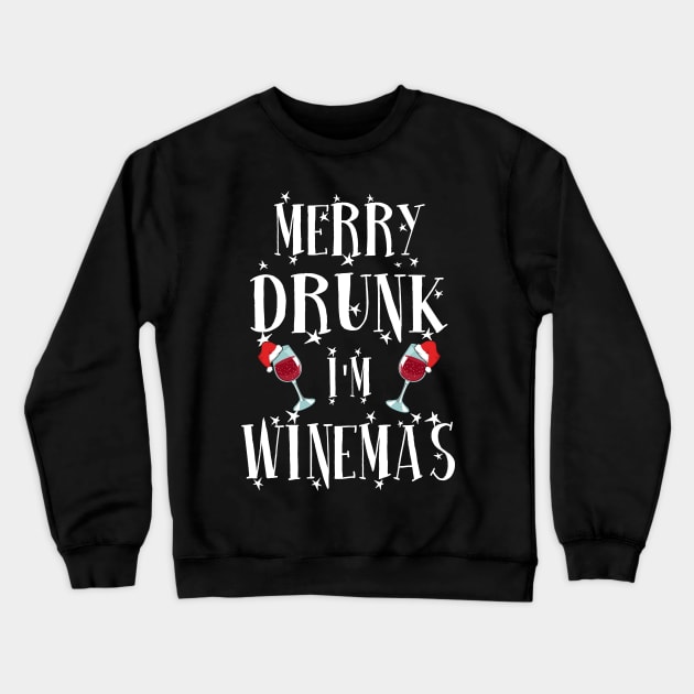 Merry Winemas. Funny Christmas Gift For Wine Lovers. Crewneck Sweatshirt by KsuAnn